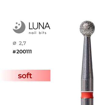 Diamond Ball Drill Bit for Manicure and Pedicure, 2.7mm, Red (Fine)