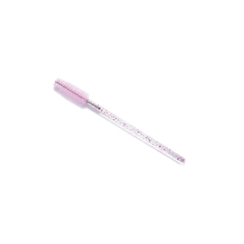 Silicone brush for eyelashes and eyebrows, - pink glitter 50 pcs